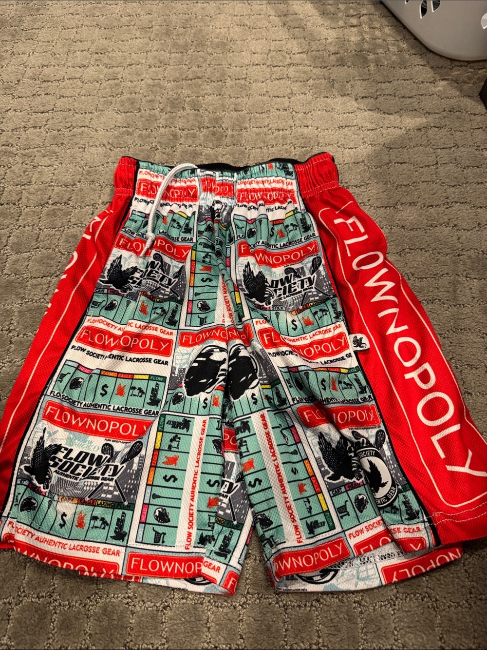 Flowopoly Boys' Graphic Red & Teal Athletic Shorts